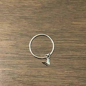 Silver Butterfly Dangle Charm Designed Ring